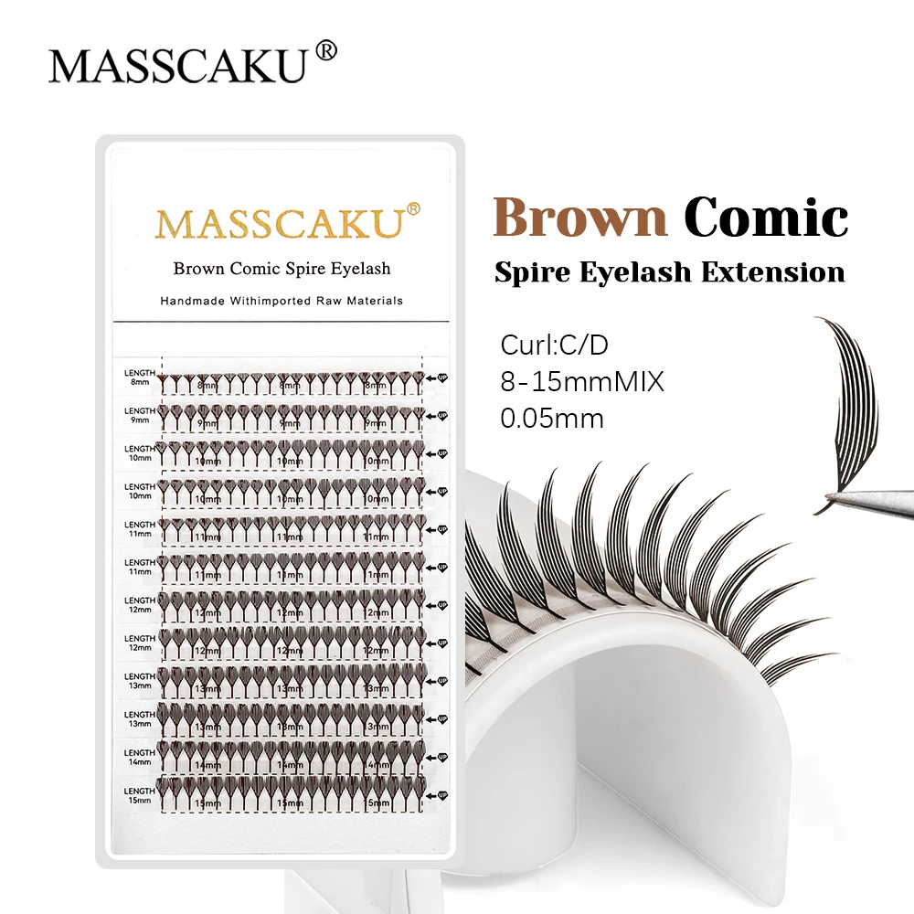 New Style Brown Spire Eyelash Extensions 8-15mm Mix C D Curl Feather Shaped Eyelashes Easy to Apply Comic Lashes by MASSCAKU
New Style Brown Spire Eyelash Extensions 8-15mm Mix C D Curl Feather Shaped Eyelashes Easy to Apply Comic Lashes by MASSCAKU