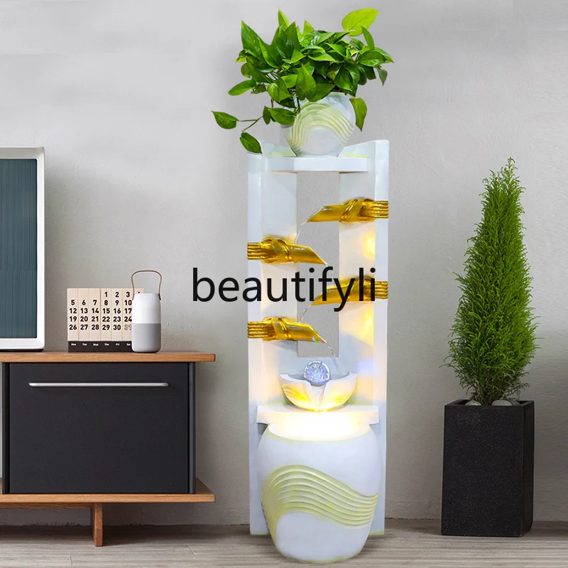 Modern simple flowing water fountain living room club feng shui wheel circulating water lucky floor ornament
Modern simple flowing water fountain living room club feng shui wheel circulating water lucky floor ornament