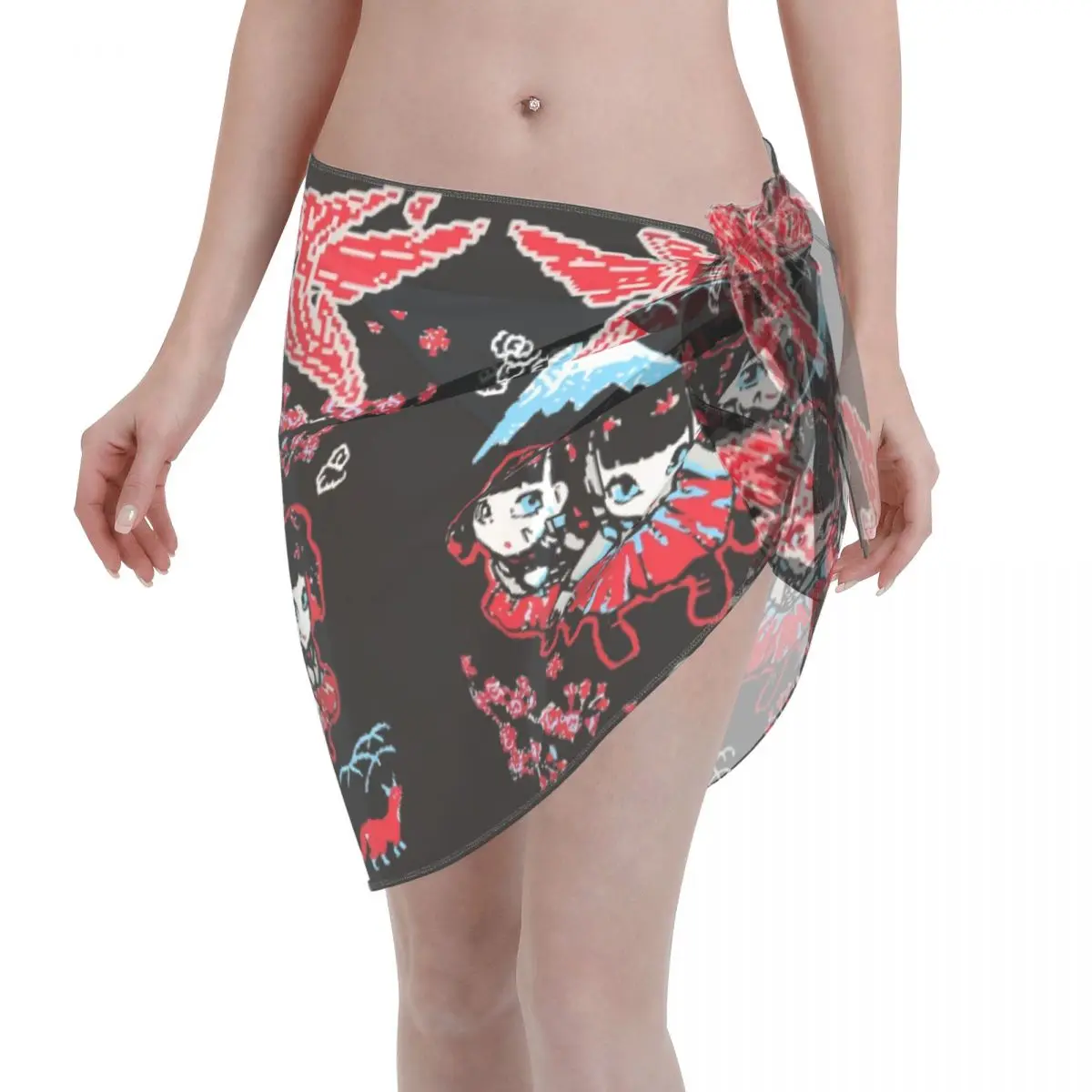 Custom Babymetal Beach Bikini Wrap Heavy Mental Girls See-Through Bikini Beach dress Short Skirt Chiffon Scarf Coverup For Women
Custom Babymetal Beach Bikini Wrap Heavy Mental Girls See-Through Bikini Beach dress Short Skirt Chiffon Scarf Coverup For Women