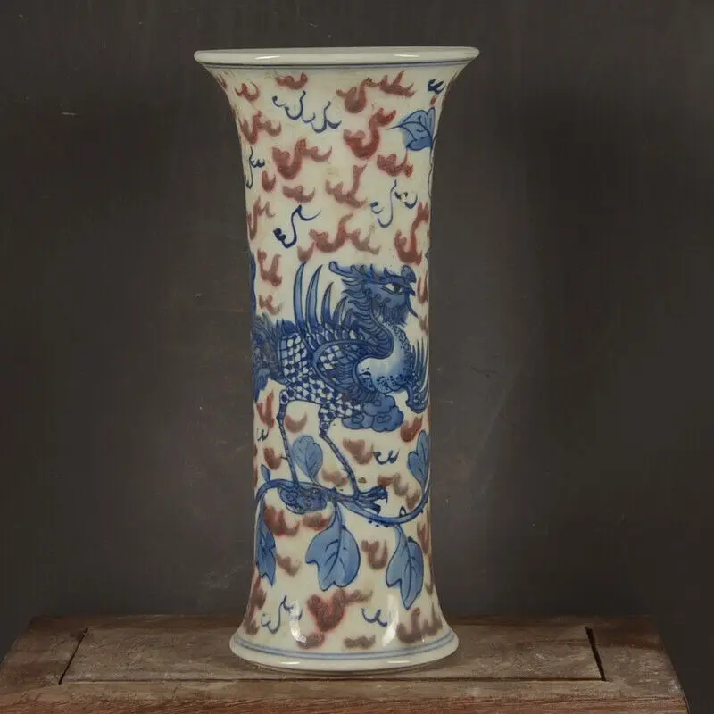 Китайская сине-белая фарфоровая ваза Qing Kangxi с красными цветами Феникс 8,66 дюйма
Китайская сине-белая фарфоровая ваза Qing Kangxi с красными цветами Феникс 8,66 дюйма