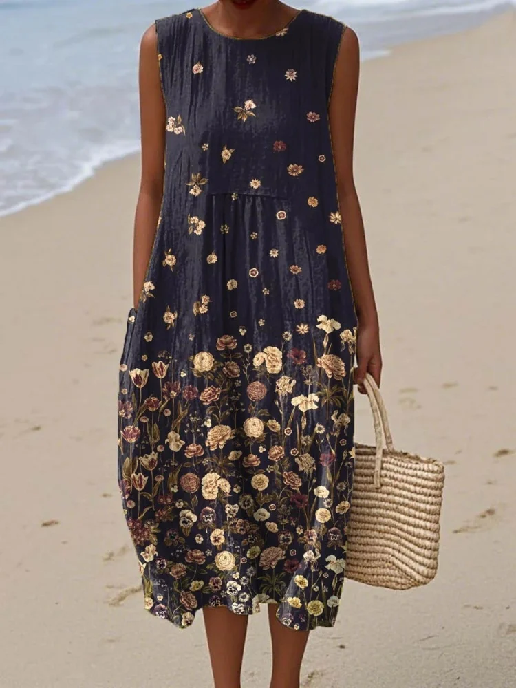 Women's Midi Dress Plus Size Vintage Flower Art Print Sleeveless Pocket Sundress Casual Loose Summer Round Neck Vestidos
Women's Midi Dress Plus Size Vintage Flower Art Print Sleeveless Pocket Sundress Casual Loose Summer Round Neck Vestidos