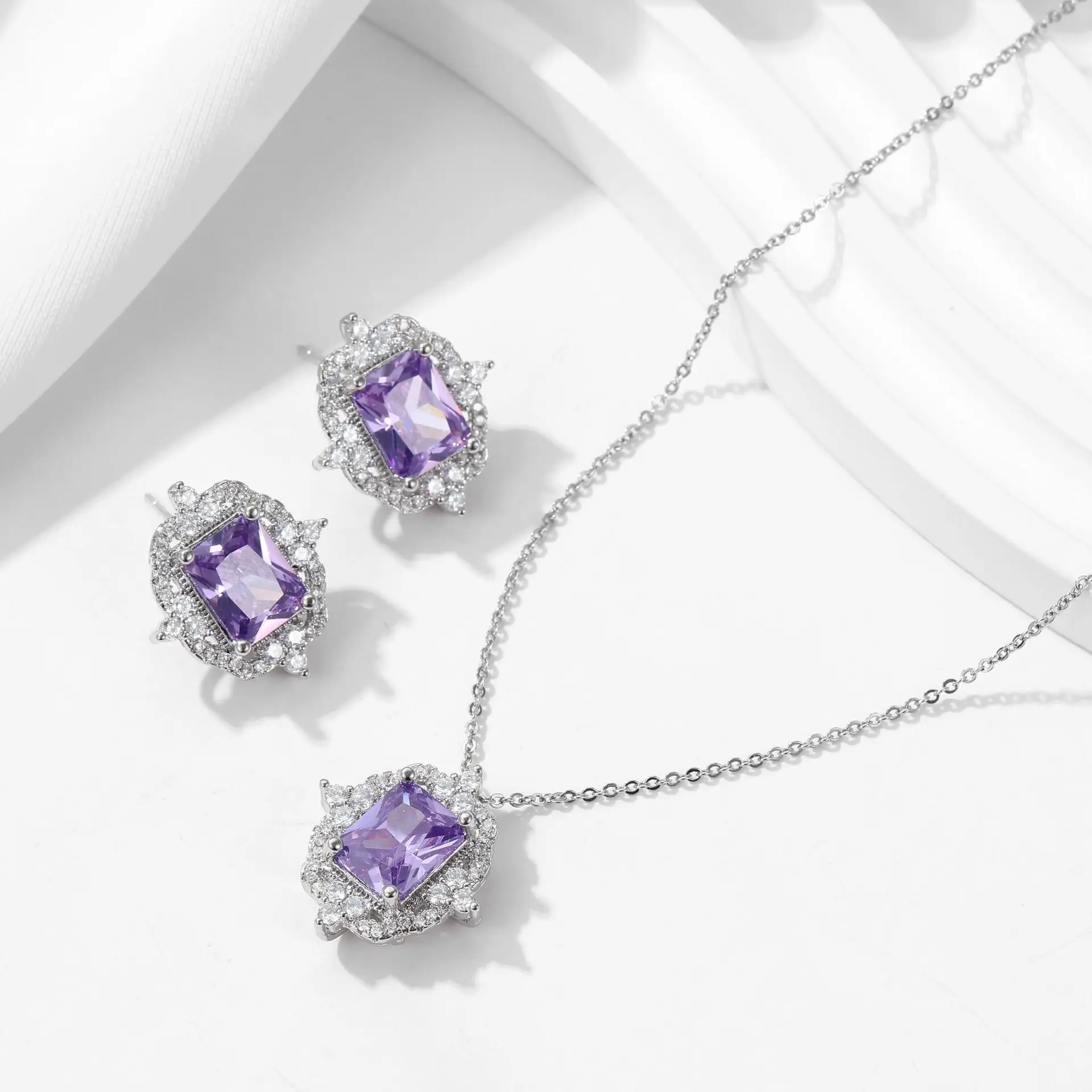 purple white jewelry sets 2pcs necklace stud earrings zirconia elegant sweet jewelry women daily wear dinner party gift
purple white jewelry sets 2pcs necklace stud earrings zirconia elegant sweet jewelry women daily wear dinner party gift