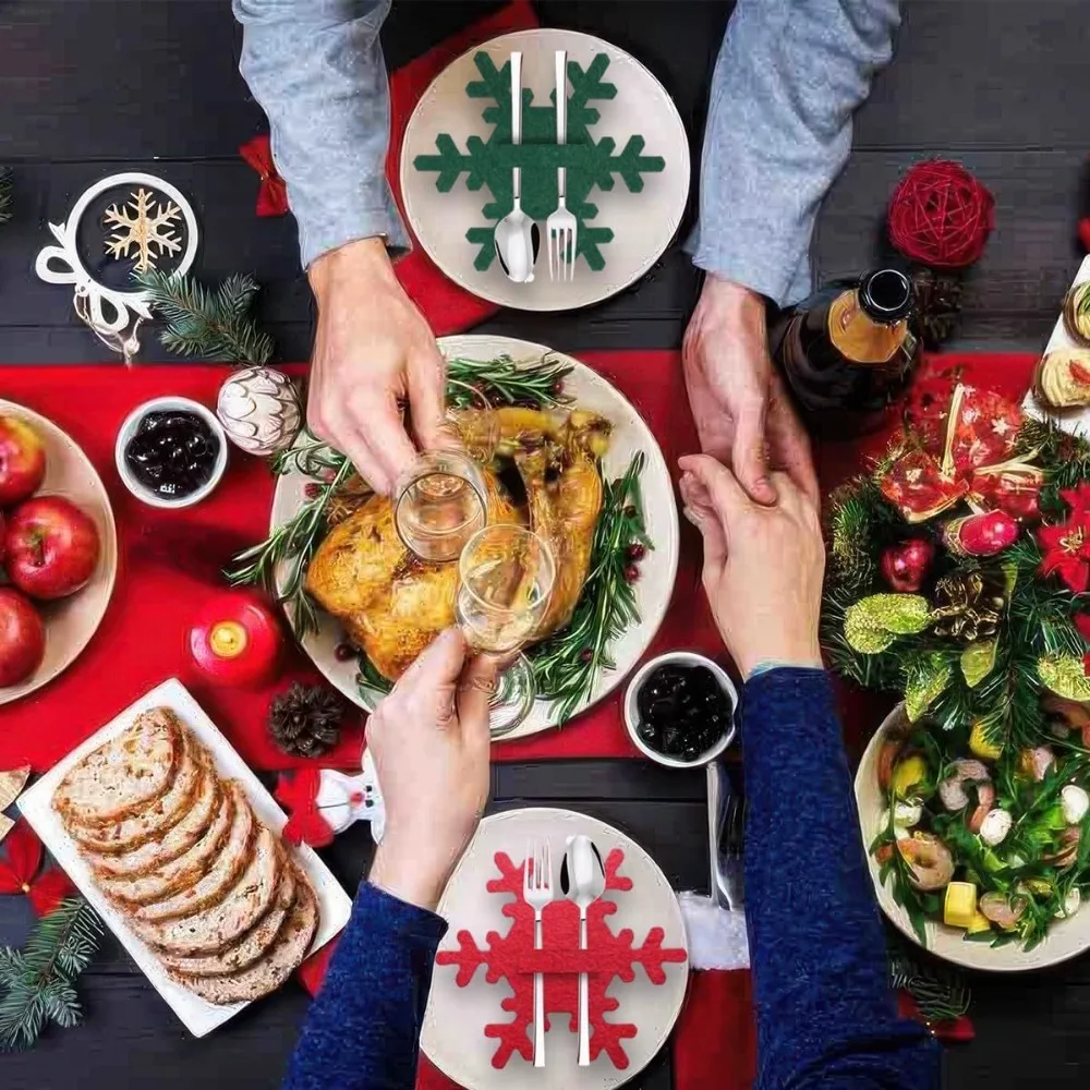 Snowflakes Cutlery Holders Elk Felt Fork Knife Pocket Tableware Decoration Holder Bags Xmas Dinner Table Decor New Year Party
Snowflakes Cutlery Holders Elk Felt Fork Knife Pocket Tableware Decoration Holder Bags Xmas Dinner Table Decor New Year Party