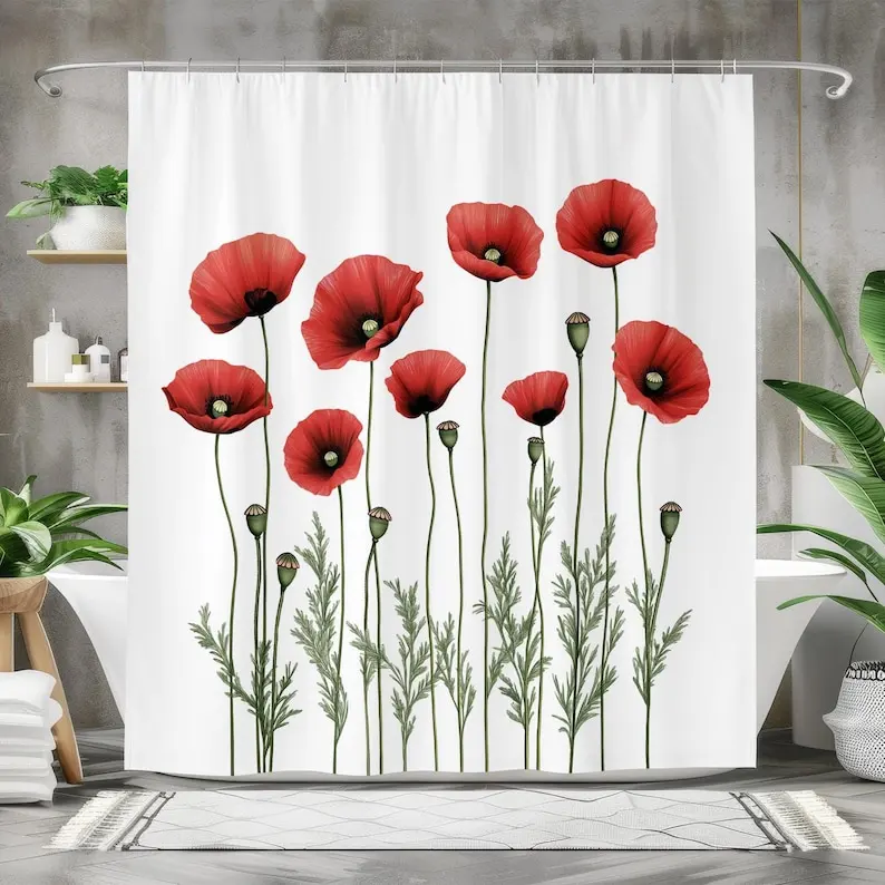 Red Poppy Shower Curtain, Floral Bathroom Decor, Botanical Bath Curtain, Waterproof Fabric, Elegant Flower Design
Red Poppy Shower Curtain, Floral Bathroom Decor, Botanical Bath Curtain, Waterproof Fabric, Elegant Flower Design
