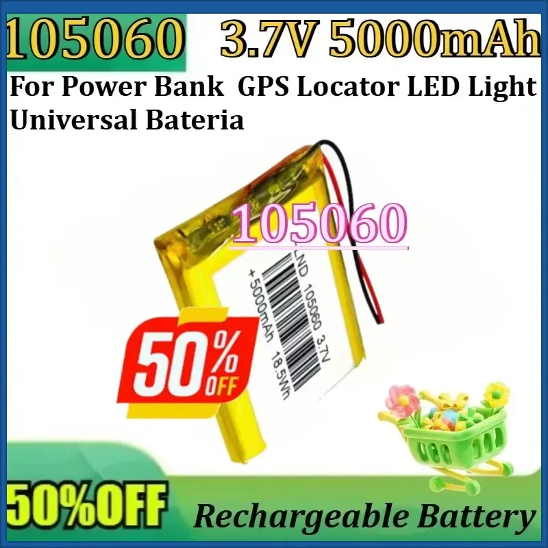 For Power Bank GPS Locator LED Light Universal Bateria New 105060 3.7V 5000mAh Polymer Lithium Rechargeable Battery
For Power Bank GPS Locator LED Light Universal Bateria New 105060 3.7V 5000mAh Polymer Lithium Rechargeable Battery