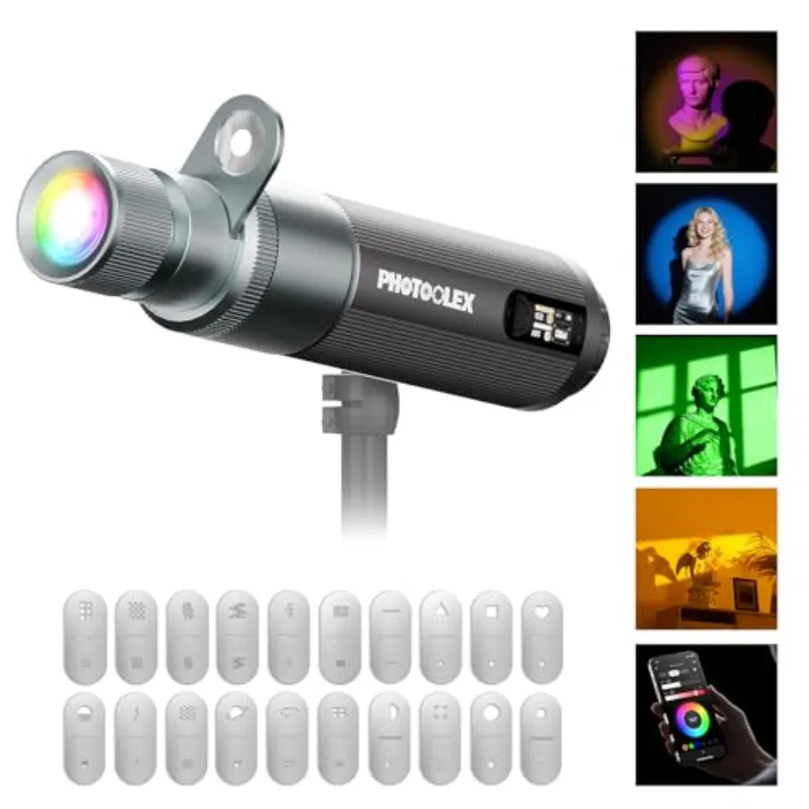 Портативный RGB-прожектор PRO 12W для фотосъемки, 360° ° Полноцветный фотосветильник-флеш с гобо-эффектом, конический оптический сноут-кит с 20 элементами
Портативный RGB-прожектор PRO 12W для фотосъемки, 360° ° Полноцветный фотосветильник-флеш с гобо-эффектом, конический оптический сноут-кит с 20 элементами