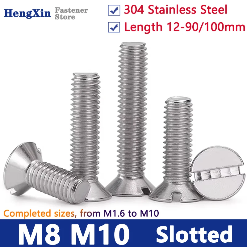 1-10pcs M8 M10 304 Stainless Steel Slotted Flat Countersunk Head Screw Bolt GB68 Length 12-65/70/75/80/90/100mm Metric Threaded
1-10pcs M8 M10 304 Stainless Steel Slotted Flat Countersunk Head Screw Bolt GB68 Length 12-65/70/75/80/90/100mm Metric Threaded