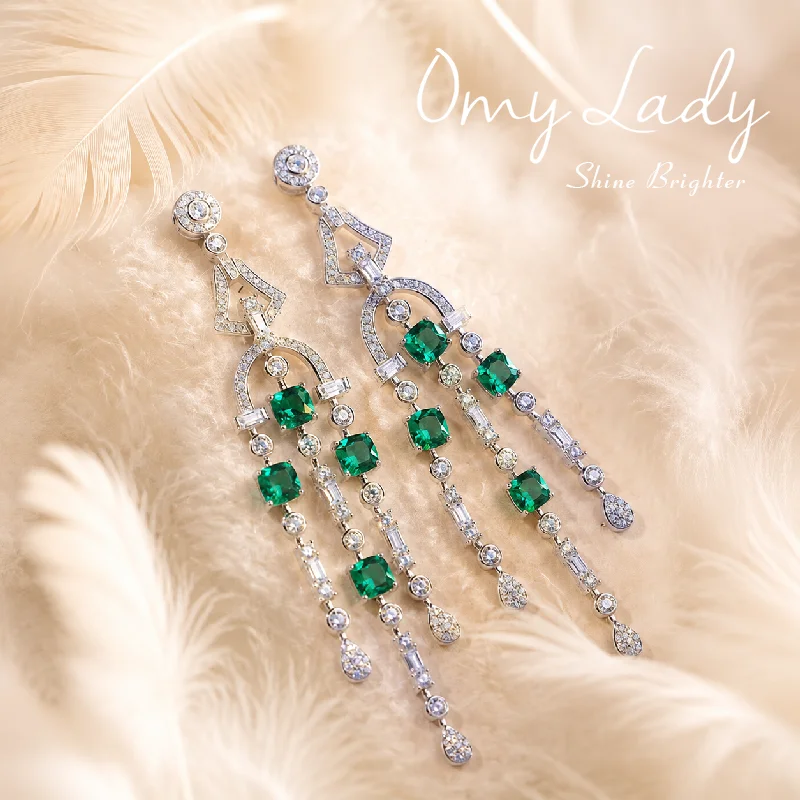 OMY LADY, Shine Brighter,High-end Tassel Drop Earrings, S925 Sterling Silver Studs Inlaid with Lab Grown Gemstones
OMY LADY, Shine Brighter,High-end Tassel Drop Earrings, S925 Sterling Silver Studs Inlaid with Lab Grown Gemstones