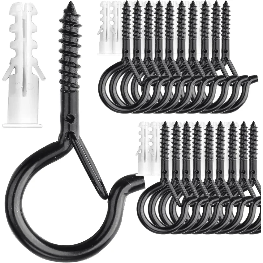 20 Pack Screw Hooks for Hanging Plants / String Lights, Heavy Duty 2.2 Inch Black Eye Hook Screw Cup Ceiling Hook Q-Hanger
20 Pack Screw Hooks for Hanging Plants / String Lights, Heavy Duty 2.2 Inch Black Eye Hook Screw Cup Ceiling Hook Q-Hanger