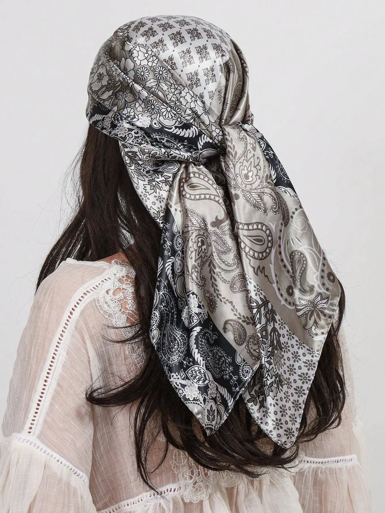 Women 90cm Faux Silk Square Scarf Shawl Headband With Floral Paisley Pattern
Women 90cm Faux Silk Square Scarf Shawl Headband With Floral Paisley Pattern