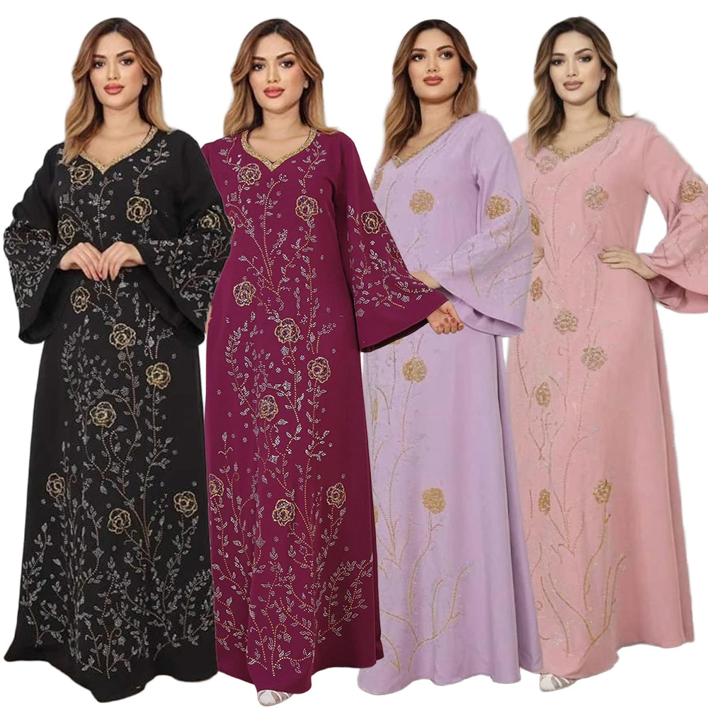 S-XXL Black Purple Pink Red Plus Size Dubai Dress Elegant Party Arabic Long Dresses With Flare Sleeves Kuwaiti Women's Jalabiyat
S-XXL Black Purple Pink Red Plus Size Dubai Dress Elegant Party Arabic Long Dresses With Flare Sleeves Kuwaiti Women's Jalabiyat
