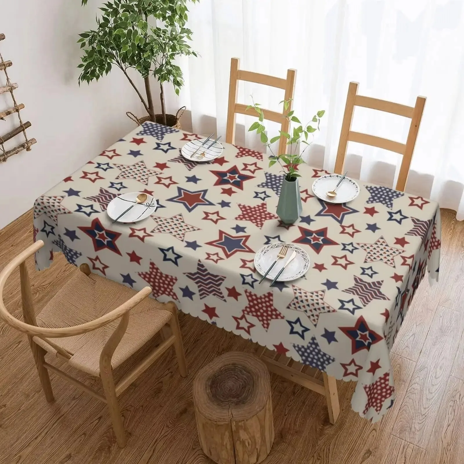 Patriotic Star Tablecloth Waterproof Polyester 2D Flat Printed Table Cover For Independence Day Party Home Dining Room Decor
Patriotic Star Tablecloth Waterproof Polyester 2D Flat Printed Table Cover For Independence Day Party Home Dining Room Decor