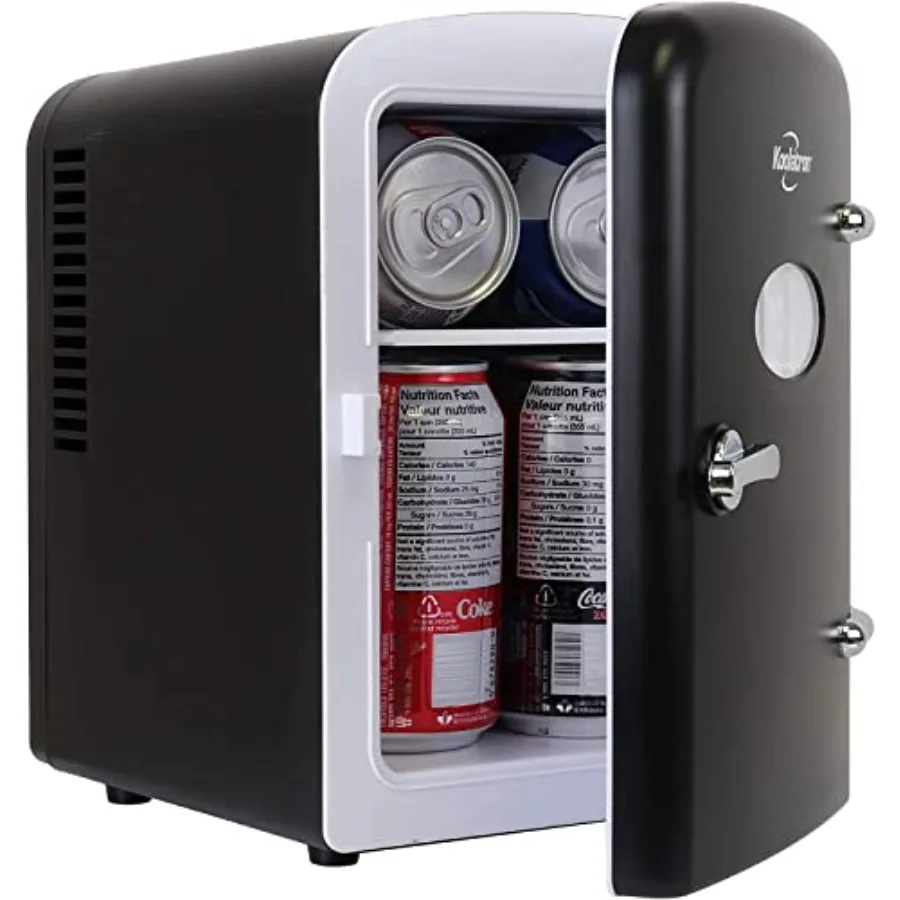 Portable mini fridge for bedroom, office, dorm, or car use; black ABS plastic; compact 6-can capacity; dual 12V/110V power; ide
Portable mini fridge for bedroom, office, dorm, or car use; black ABS plastic; compact 6-can capacity; dual 12V/110V power; ide
