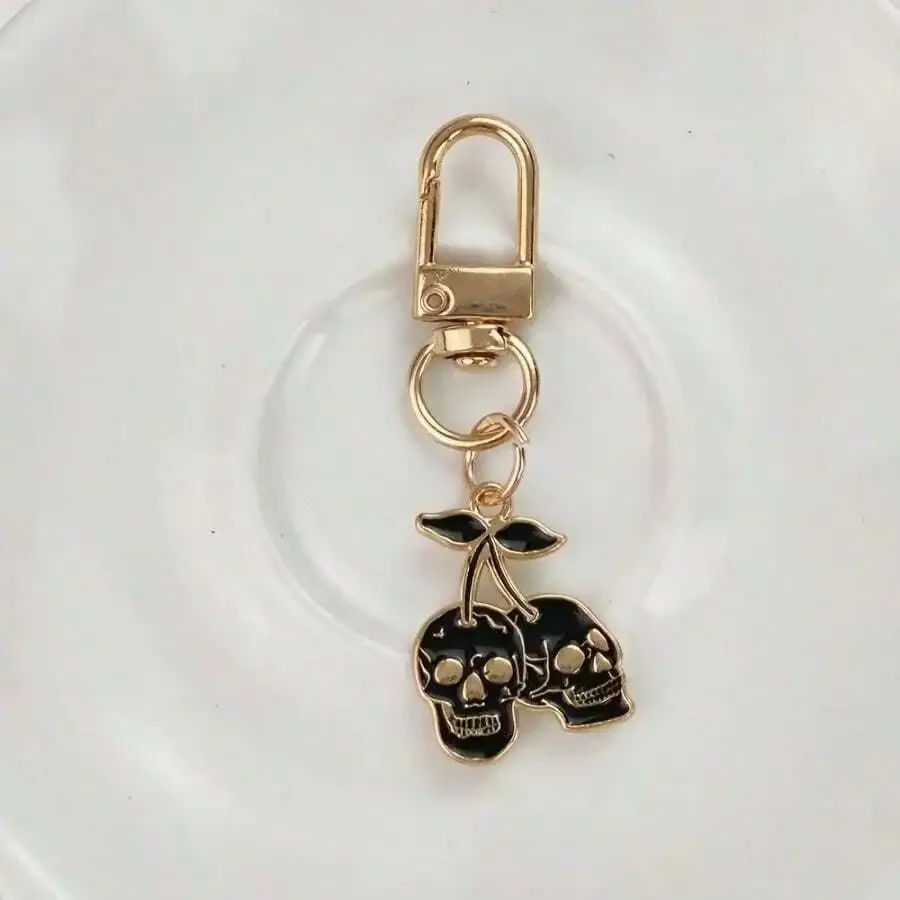 Gothic Cherry Skull Keychain Zinc Alloy Pendant Black Enamel Charm For Bag Car Backpack Accessory
Gothic Cherry Skull Keychain Zinc Alloy Pendant Black Enamel Charm For Bag Car Backpack Accessory