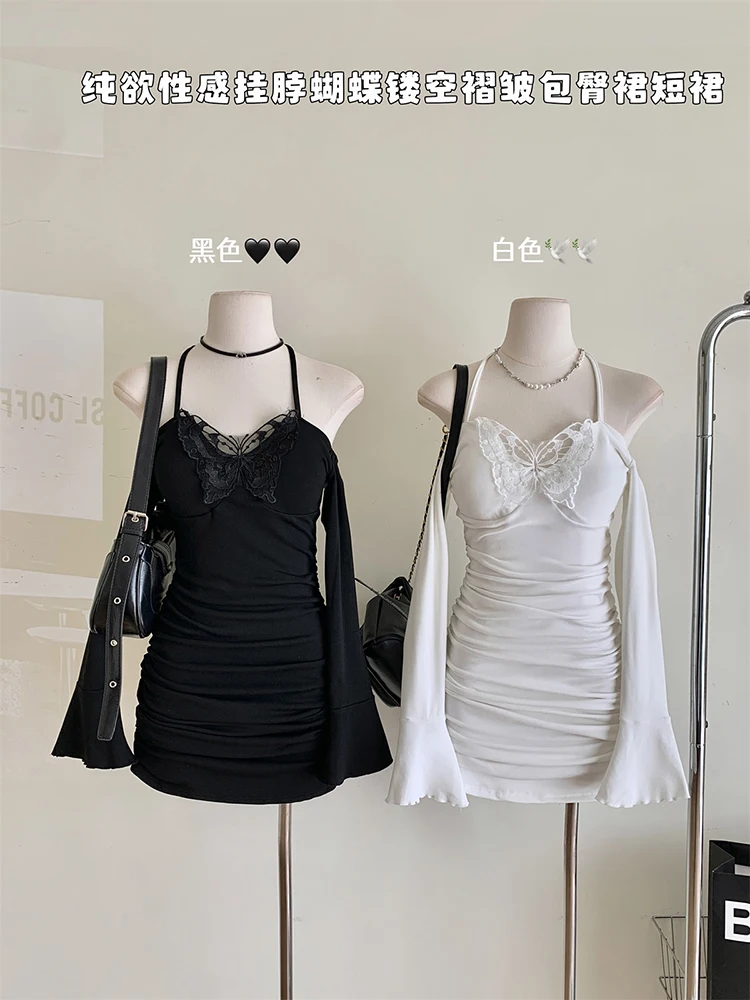 Spicy Girl Butterfly V Neck Sexy Hollow Out Sling Lace Splicing Design Temperament Mini Dress Women Slim Short Skirt
Spicy Girl Butterfly V Neck Sexy Hollow Out Sling Lace Splicing Design Temperament Mini Dress Women Slim Short Skirt