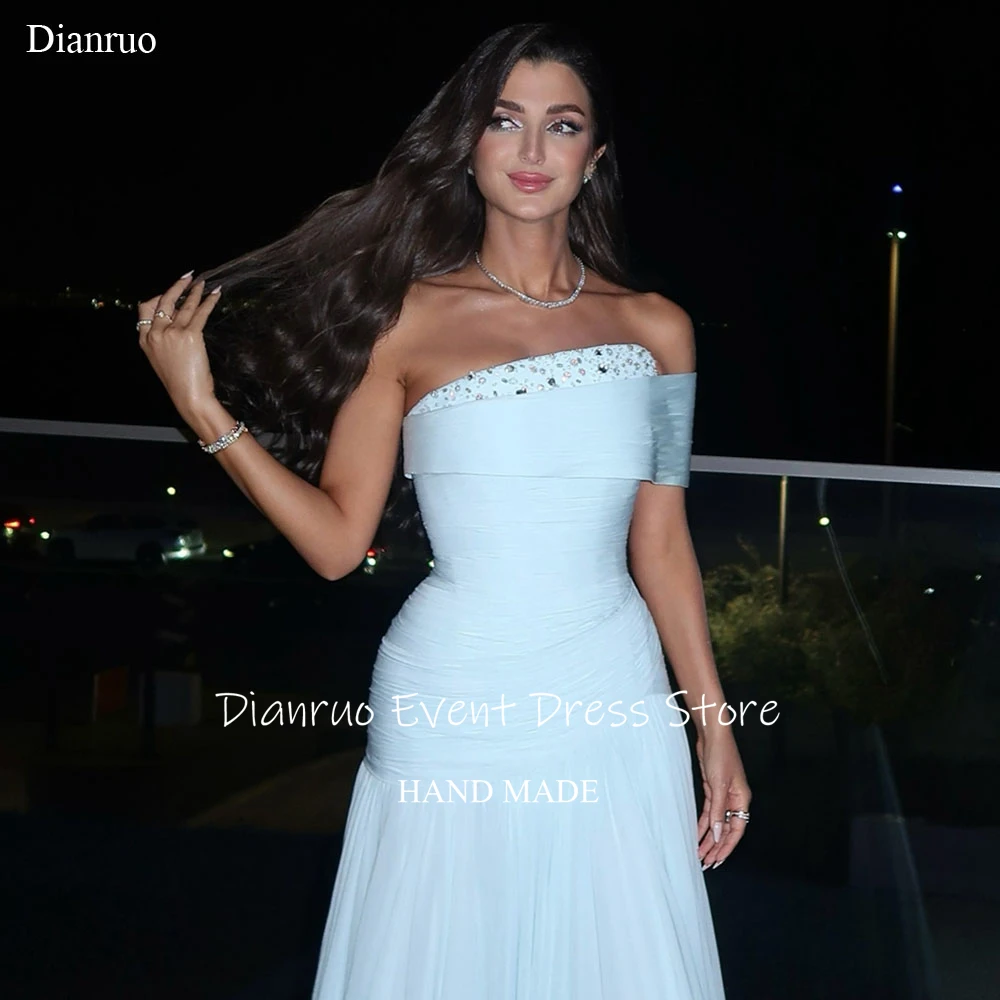 Dianruo Light Blue Evening Dresses Sparkly Beaded A Line Chiffon Dresses For Women One Shoulder Ruched Prom Gowns Customized
Dianruo Light Blue Evening Dresses Sparkly Beaded A Line Chiffon Dresses For Women One Shoulder Ruched Prom Gowns Customized