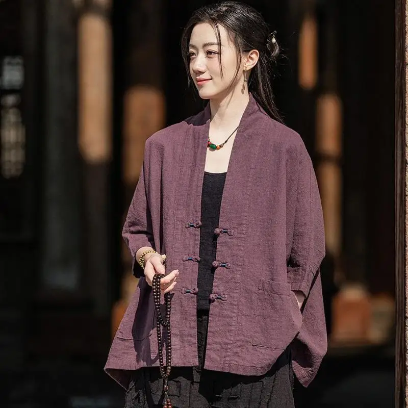 High Quality Spring Chinese Style Women Batwing Sleeve V-neck Jackets Vintage Single Breasted Cotton Linen Loose Casual Coats
High Quality Spring Chinese Style Women Batwing Sleeve V-neck Jackets Vintage Single Breasted Cotton Linen Loose Casual Coats