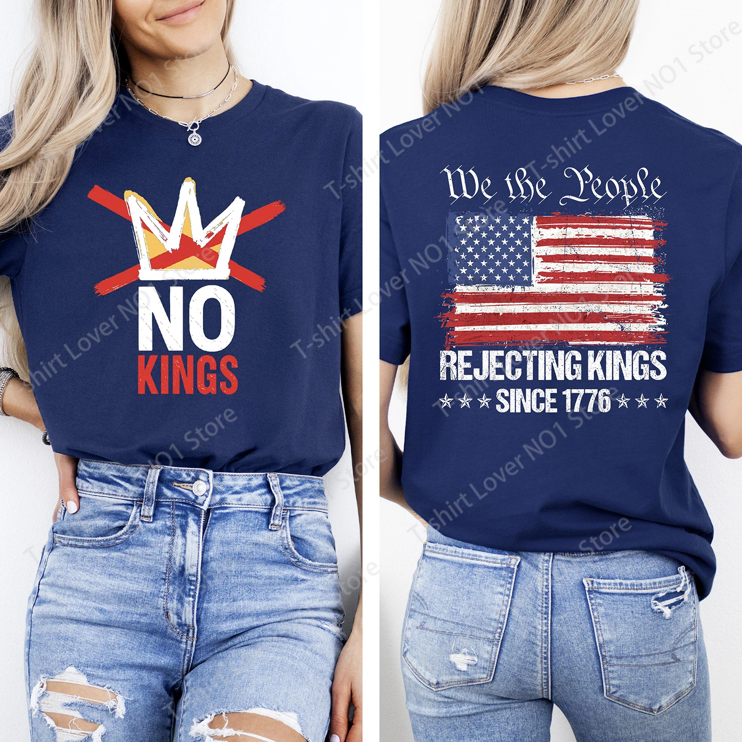 No Kings Printing T Shirt Unisex Casual Tops Harajuku Short Sleeve Rejecting Kings Since 1776 Freedom Statement Shirts
No Kings Printing T Shirt Unisex Casual Tops Harajuku Short Sleeve Rejecting Kings Since 1776 Freedom Statement Shirts