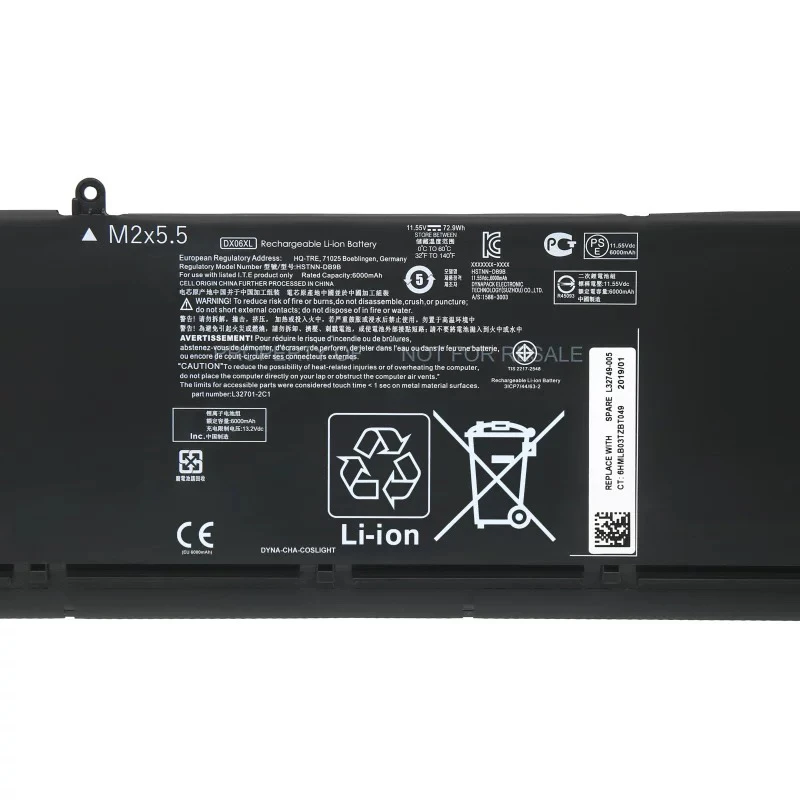 DX06XL 72,9 Втч для 5X TPN-Q215 15-dg0002TX 15-dq L32749-005 L32701-2C1 HSTNN-DB9B Аккумулятор для ноутбука
DX06XL 72,9 Втч для 5X TPN-Q215 15-dg0002TX 15-dq L32749-005 L32701-2C1 HSTNN-DB9B Аккумулятор для ноутбука