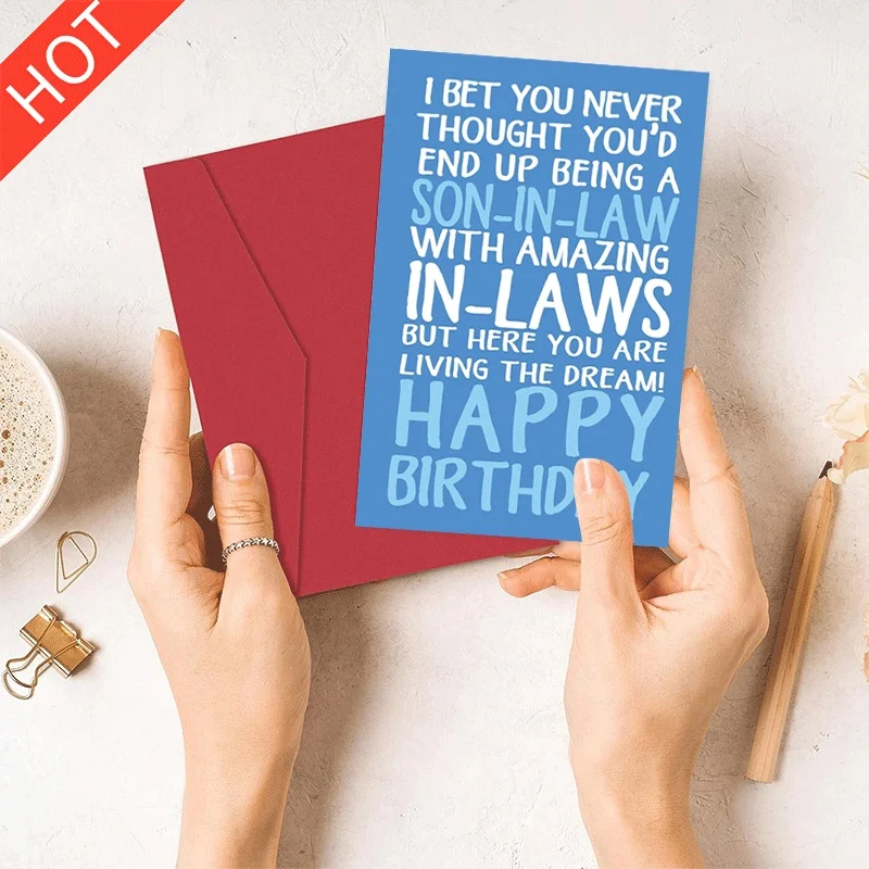 Happy Birthday Card for Son in Law, Funny Son-in-Law Birthday Card with In-Law Theme, Humorous Birthday Greeting Card
Happy Birthday Card for Son in Law, Funny Son-in-Law Birthday Card with In-Law Theme, Humorous Birthday Greeting Card