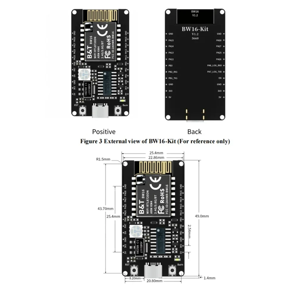 Эффективная плата разработки BW16-Kit RTL8720DN, двухдиапазонный модуль Bluetooth BLE
Эффективная плата разработки BW16-Kit RTL8720DN, двухдиапазонный модуль Bluetooth BLE