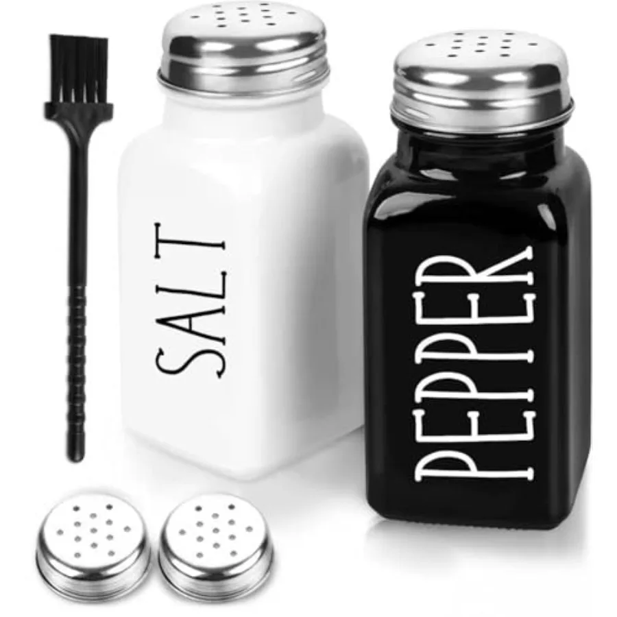 Salt And Pepper Shakers Set, Black White Glass Salt Shaker Sets With Stainless Steel Lids, Farmhouse Salt And Pepper Shakers fo
Salt And Pepper Shakers Set, Black White Glass Salt Shaker Sets With Stainless Steel Lids, Farmhouse Salt And Pepper Shakers fo