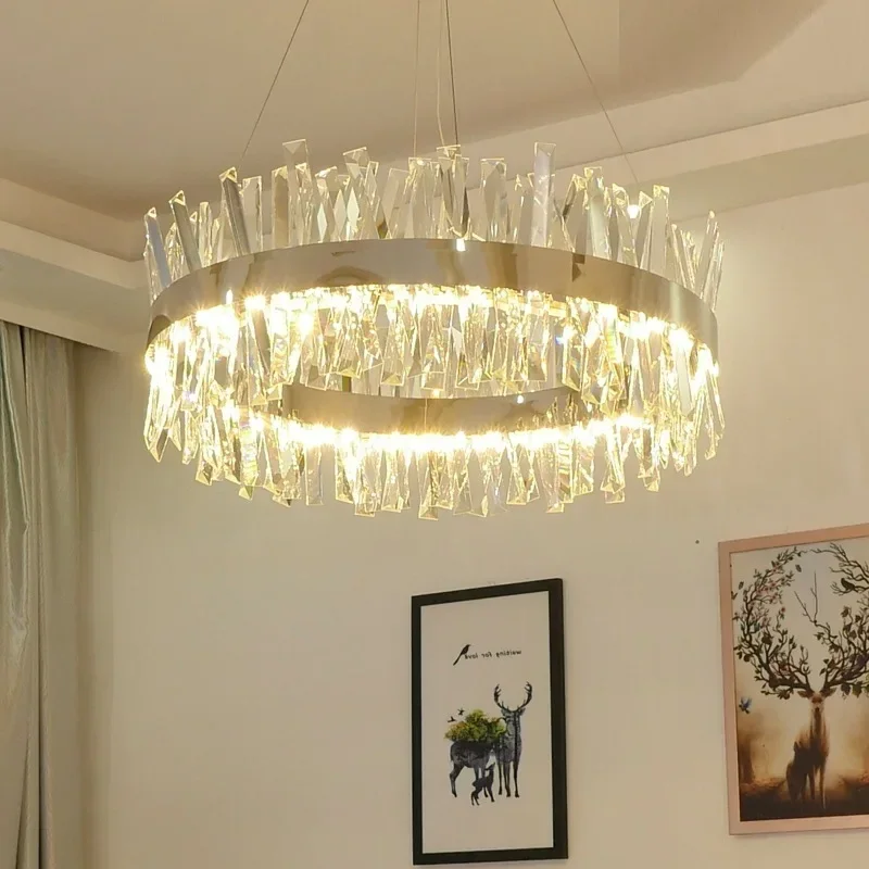 Modern Chrome Round Crystal Chandelier For Dining Room Rectangle Design Kitchen Island Lighting Fixtures LED Cristal Lustre
Modern Chrome Round Crystal Chandelier For Dining Room Rectangle Design Kitchen Island Lighting Fixtures LED Cristal Lustre