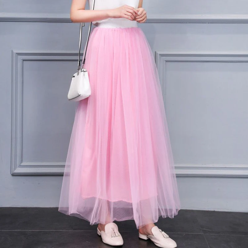 Woman Summer Vintage Long Tulle Skirt Female Elastic High Waist Mesh Skirts Pleated Tutu Skirt Female Casual Fashion Skirts G113
Woman Summer Vintage Long Tulle Skirt Female Elastic High Waist Mesh Skirts Pleated Tutu Skirt Female Casual Fashion Skirts G113