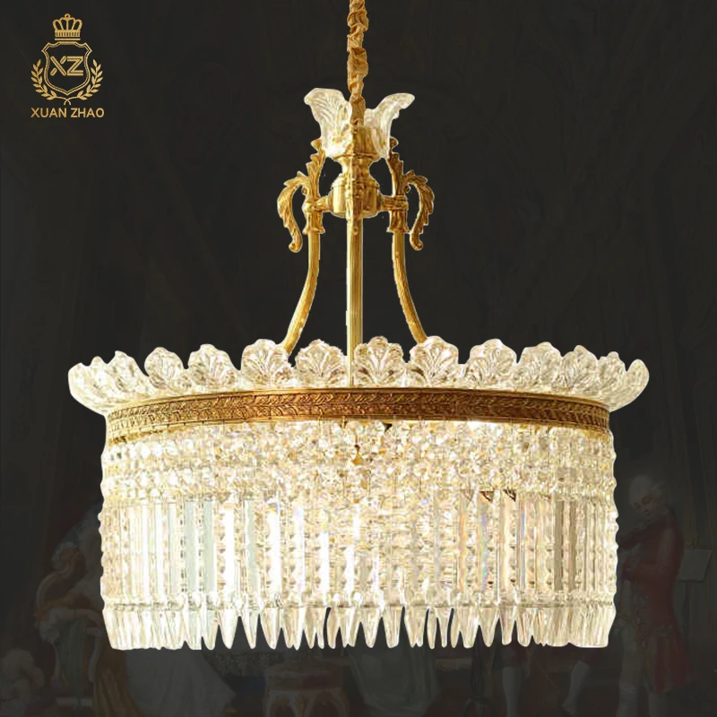 French Baroque Luxury Crystal Living Room Brass Chandelier Dining Room Bedroom Oval Foyer Pendant Light
French Baroque Luxury Crystal Living Room Brass Chandelier Dining Room Bedroom Oval Foyer Pendant Light
