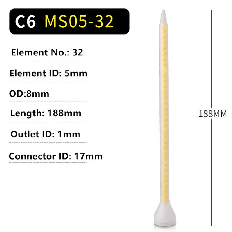 MC/MS 05-32 Plastic Mixing Tube Static Mixer Tip Ball Mouth Adhesive Dispenser AB glue Mixing Tip Static Mixer Nozzle
MC/MS 05-32 Plastic Mixing Tube Static Mixer Tip Ball Mouth Adhesive Dispenser AB glue Mixing Tip Static Mixer Nozzle