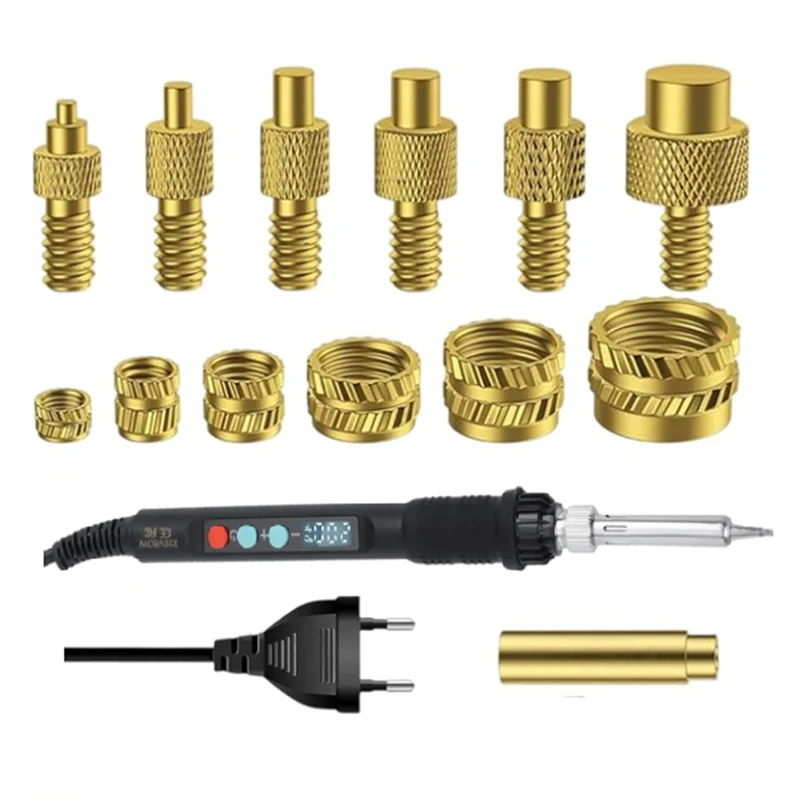 AT21-Temperature Adjustable 80W LED Soldering Iron With 130 Thread Inserts Set, EU Plug
AT21-Temperature Adjustable 80W LED Soldering Iron With 130 Thread Inserts Set, EU Plug