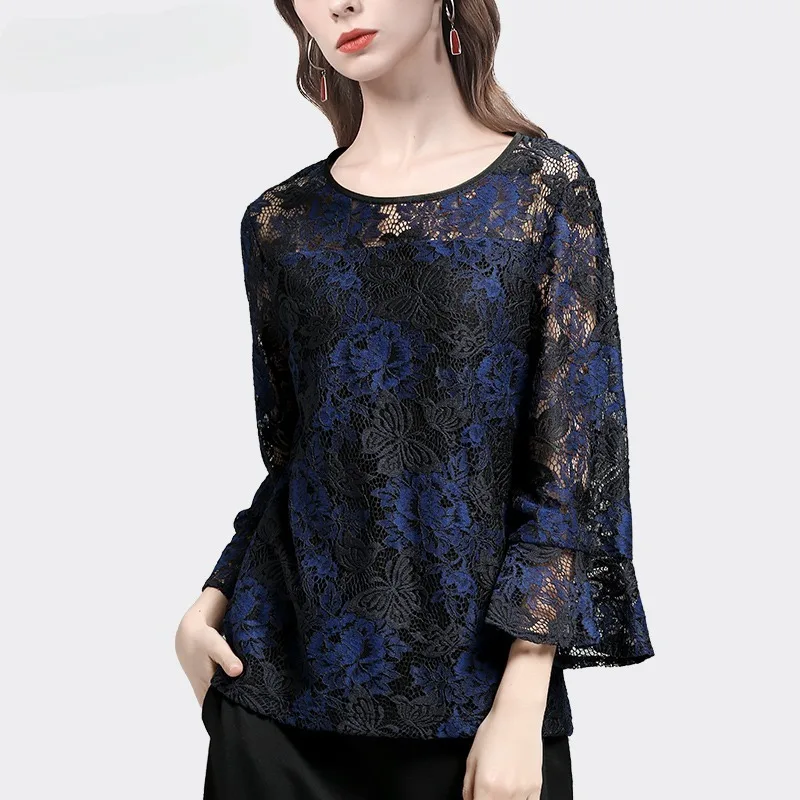 Vintage Women Flare Sleeve Lace Top Loose-fitting Hollow Out Crew-neck Female Spring Summer Casual Pull On Blouses
Vintage Women Flare Sleeve Lace Top Loose-fitting Hollow Out Crew-neck Female Spring Summer Casual Pull On Blouses