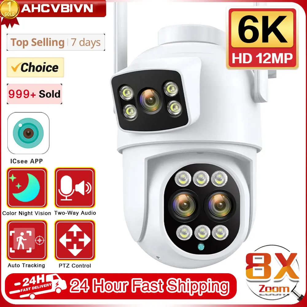 12MP 6K WiFi IP Camera 8X Zoom Dual Screens 8MP PTZ Wifi Surveillance Camera Outdoor Night Vision ICSEE APP CAM Human Detection
12MP 6K WiFi IP Camera 8X Zoom Dual Screens 8MP PTZ Wifi Surveillance Camera Outdoor Night Vision ICSEE APP CAM Human Detection
