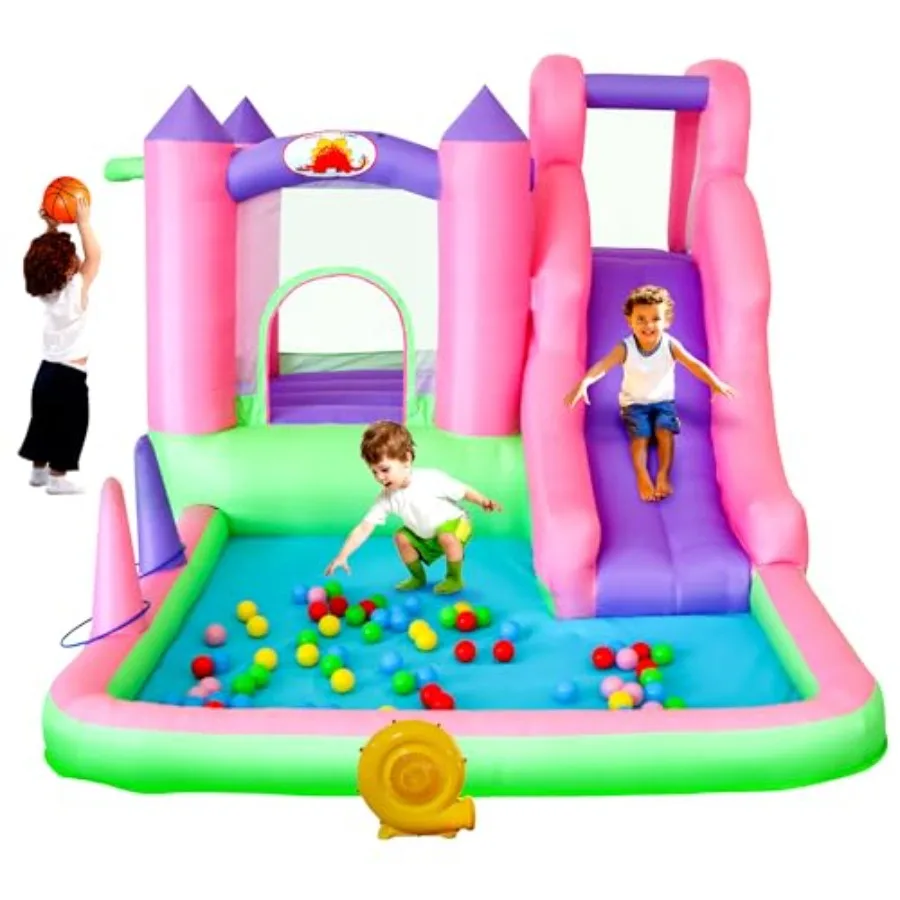Inflatable Bounce House with Blower 7 in 1 Jumping Castle for Aged 3-6 Includes Slide Ball Pit Basketball Hoop Ring Toss Blue 1
Inflatable Bounce House with Blower 7 in 1 Jumping Castle for Aged 3-6 Includes Slide Ball Pit Basketball Hoop Ring Toss Blue 1