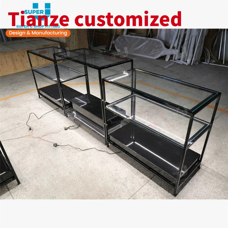(customized)Bespoke Glass Gondola Shelving Retail Showcase Store Fixtures Black Iron Light Gondola Shelving Display Stand Supply
(customized)Bespoke Glass Gondola Shelving Retail Showcase Store Fixtures Black Iron Light Gondola Shelving Display Stand Supply