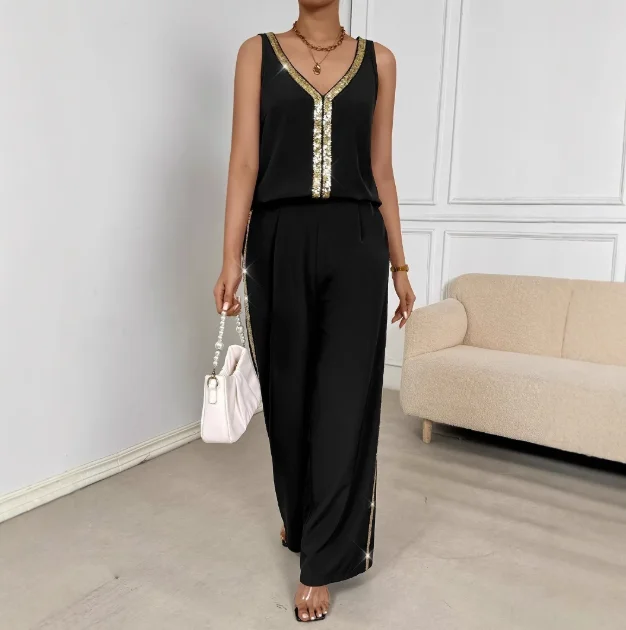 Fashion - Forward Sleeveless V - Neck Top and Comfort - Oriented Casual Pants Set
Fashion - Forward Sleeveless V - Neck Top and Comfort - Oriented Casual Pants Set