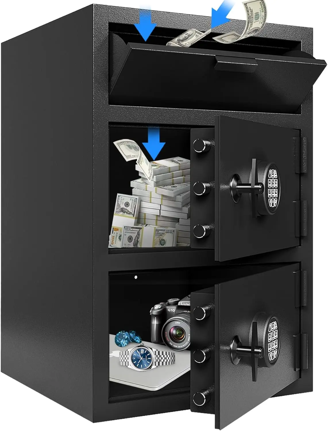 Depository Drop Safe for Business Cash Safes with Drop Slot 9.5CUB Large Money SafeBox with Digital Combination and Anti-Fishing
Depository Drop Safe for Business Cash Safes with Drop Slot 9.5CUB Large Money SafeBox with Digital Combination and Anti-Fishing