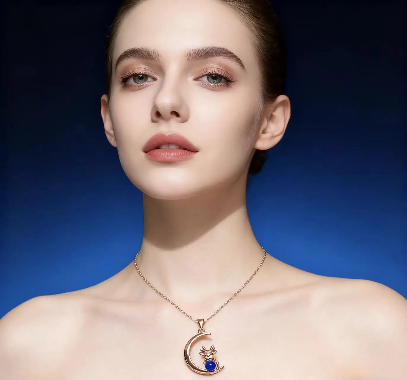 Rose Gold Plated Silver Romantic Moon Taurus Pendant Necklace 4mm Blue Amber Bead Love Gift for Her
Rose Gold Plated Silver Romantic Moon Taurus Pendant Necklace 4mm Blue Amber Bead Love Gift for Her