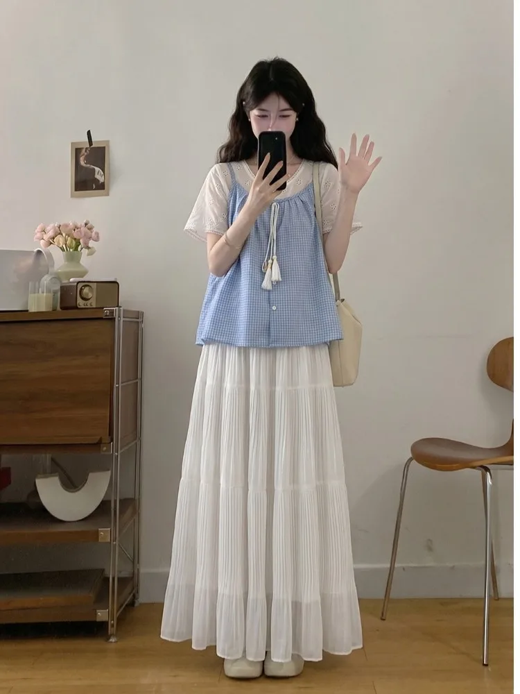 plus Size Women's Gentle Style Hollow out Embroidery Shirt And Skirt Set Summer New Slimming High Waist Half Body Skirt
plus Size Women's Gentle Style Hollow out Embroidery Shirt And Skirt Set Summer New Slimming High Waist Half Body Skirt