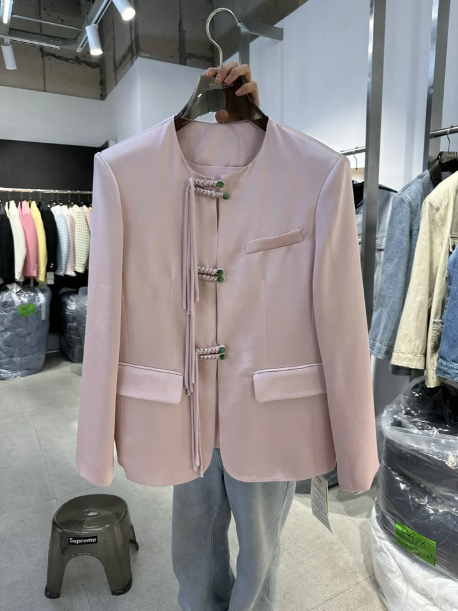 Elegant Chinese Style Women's Open Cardigan Spring New Arrival Pure Color round Neck Button Long Sleeve Straight Cut Top
Elegant Chinese Style Women's Open Cardigan Spring New Arrival Pure Color round Neck Button Long Sleeve Straight Cut Top