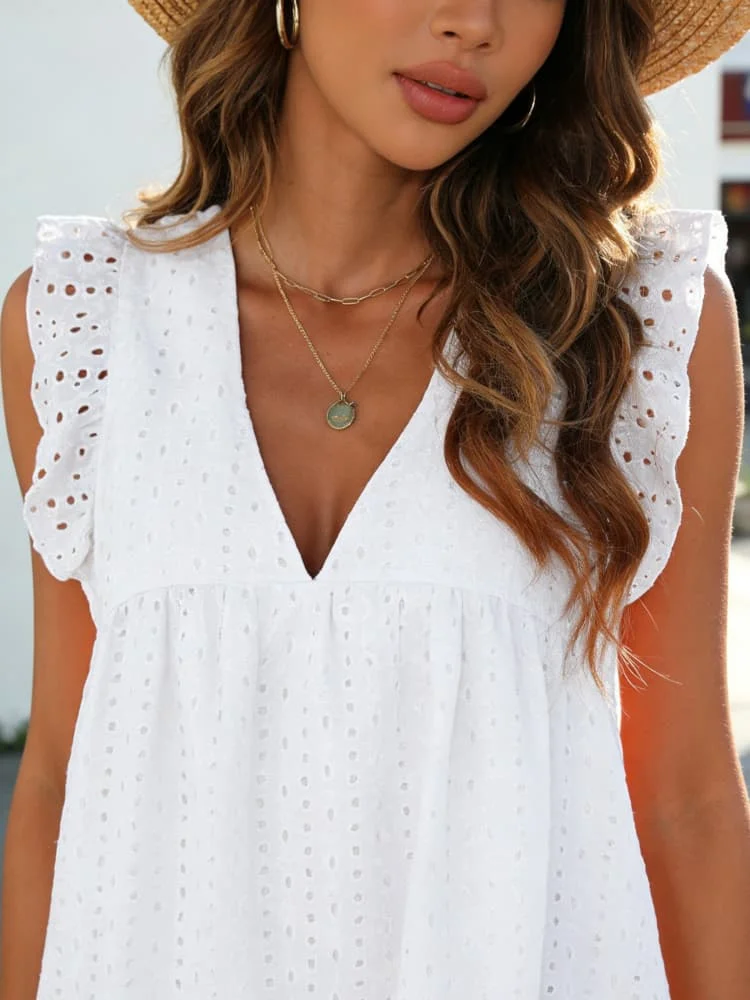 2026 Sexy Summer Hollow Out Women Dress Loose Casual Loose Beach Dresses Fashion Sleeveless V-neck Ruffles Chic Clothing
2026 Sexy Summer Hollow Out Women Dress Loose Casual Loose Beach Dresses Fashion Sleeveless V-neck Ruffles Chic Clothing