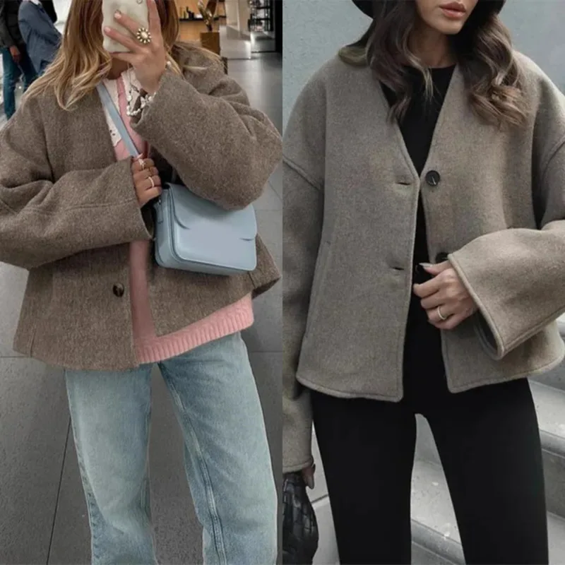 Gray Brown Frosted Velvet Retro Loose Lapel Coat European And American 2025 Autumn And Winter New Woolen Fashion Coat For Women
Gray Brown Frosted Velvet Retro Loose Lapel Coat European And American 2025 Autumn And Winter New Woolen Fashion Coat For Women