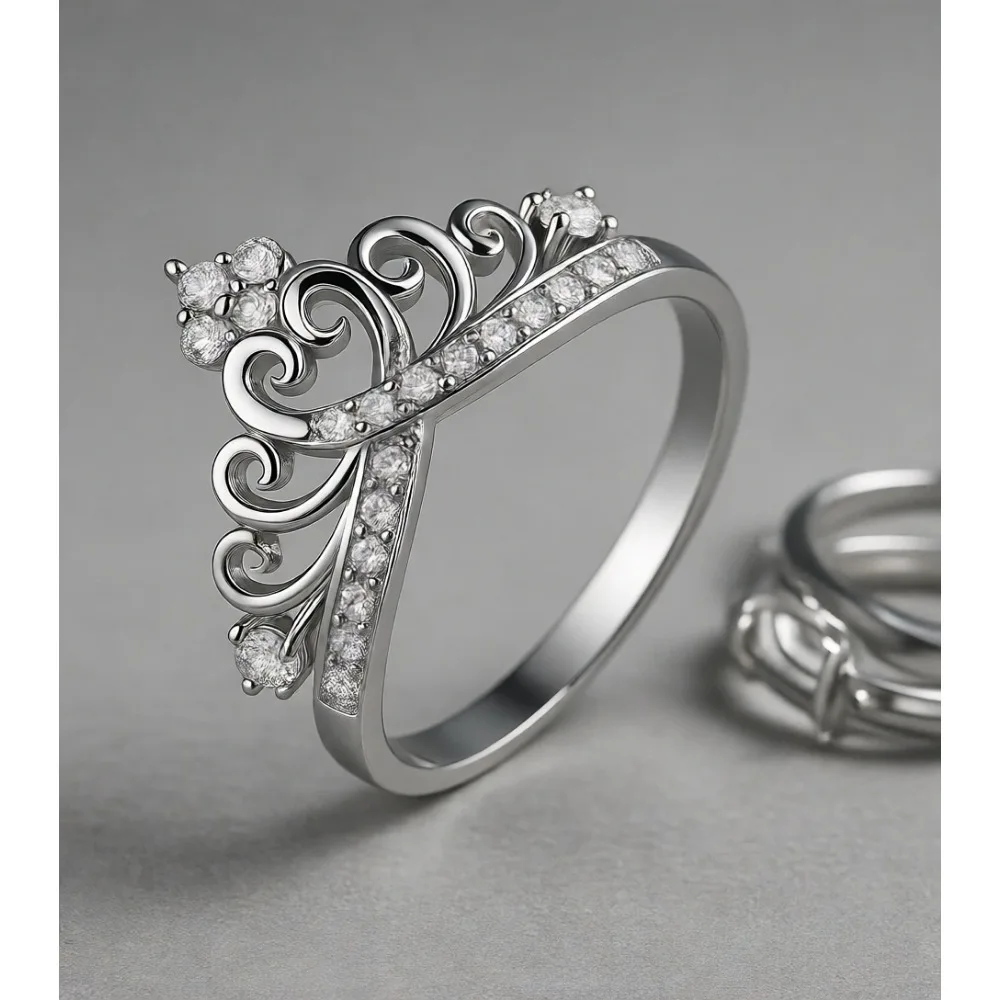 Кольцо из стерлингового серебра с короной принцессы и тиарой, свадебное, с фианитами, для женщин, размер 4-12
Кольцо из стерлингового серебра с короной принцессы и тиарой, свадебное, с фианитами, для женщин, размер 4-12