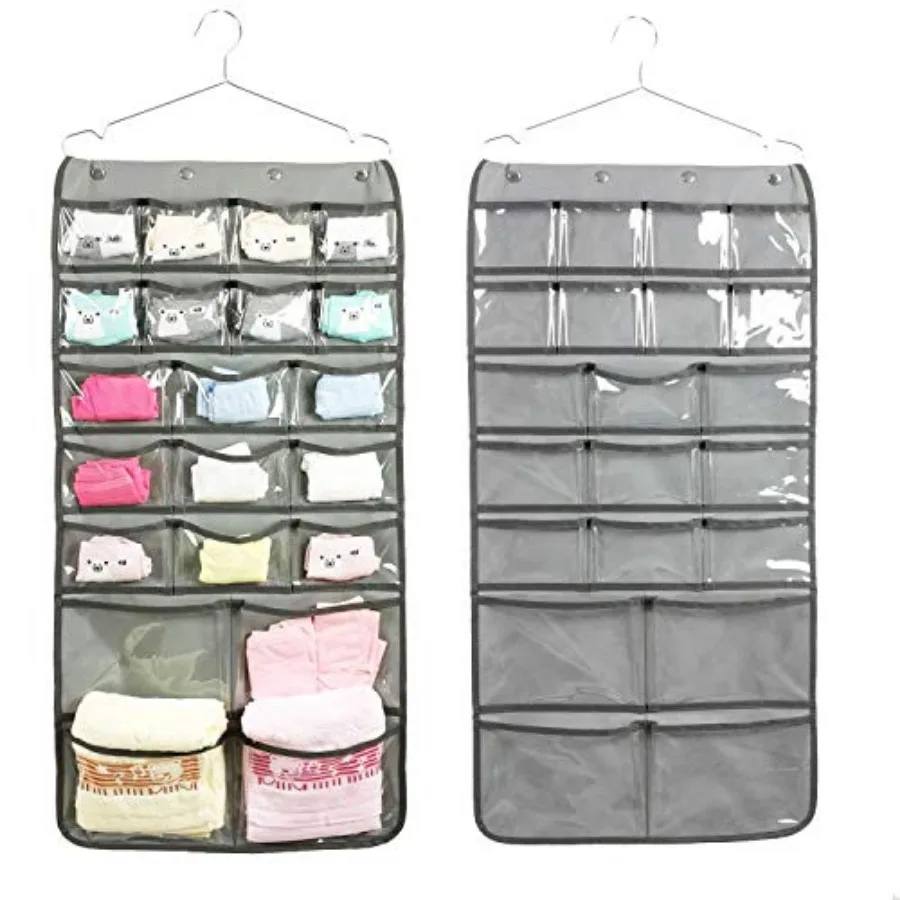 Hanging Closet Underwear Sock Bra Organizer Dual-Sided Accessories Storage With 42 Clear Pockets GREY
Hanging Closet Underwear Sock Bra Organizer Dual-Sided Accessories Storage With 42 Clear Pockets GREY