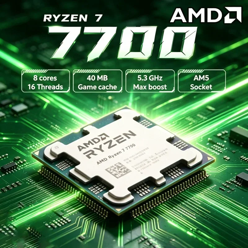 AMD R7 7700 Ryzen 7 7700 Zen4 Architecture 5nm 8 Core 16 Thread Support DDR5 EXPO AM5 Desktop Gaming Processor No Fan
AMD R7 7700 Ryzen 7 7700 Zen4 Architecture 5nm 8 Core 16 Thread Support DDR5 EXPO AM5 Desktop Gaming Processor No Fan