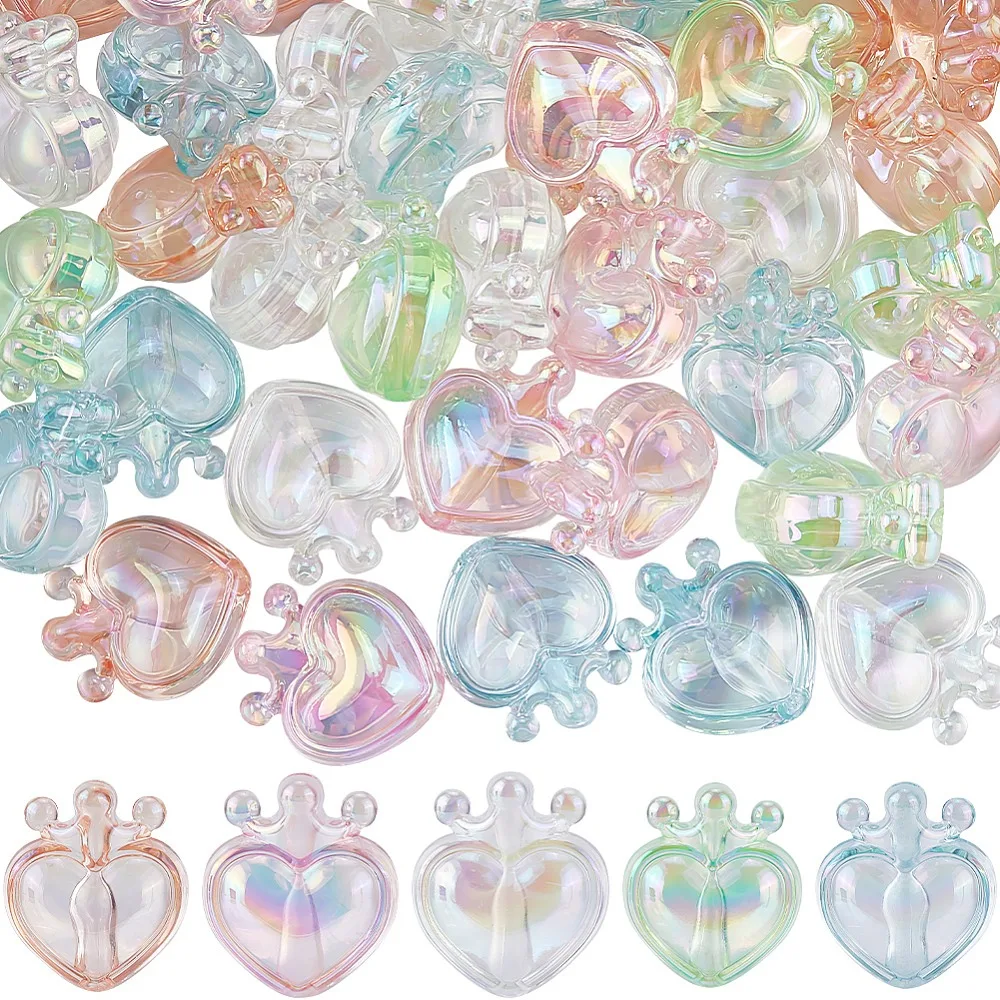 50Pcs 5 Colors Transparent Rainbow Iridescent Acrylic Beads Heart with Mixed Color 24.5x21.5x14mm Hole: 3mm
50Pcs 5 Colors Transparent Rainbow Iridescent Acrylic Beads Heart with Mixed Color 24.5x21.5x14mm Hole: 3mm