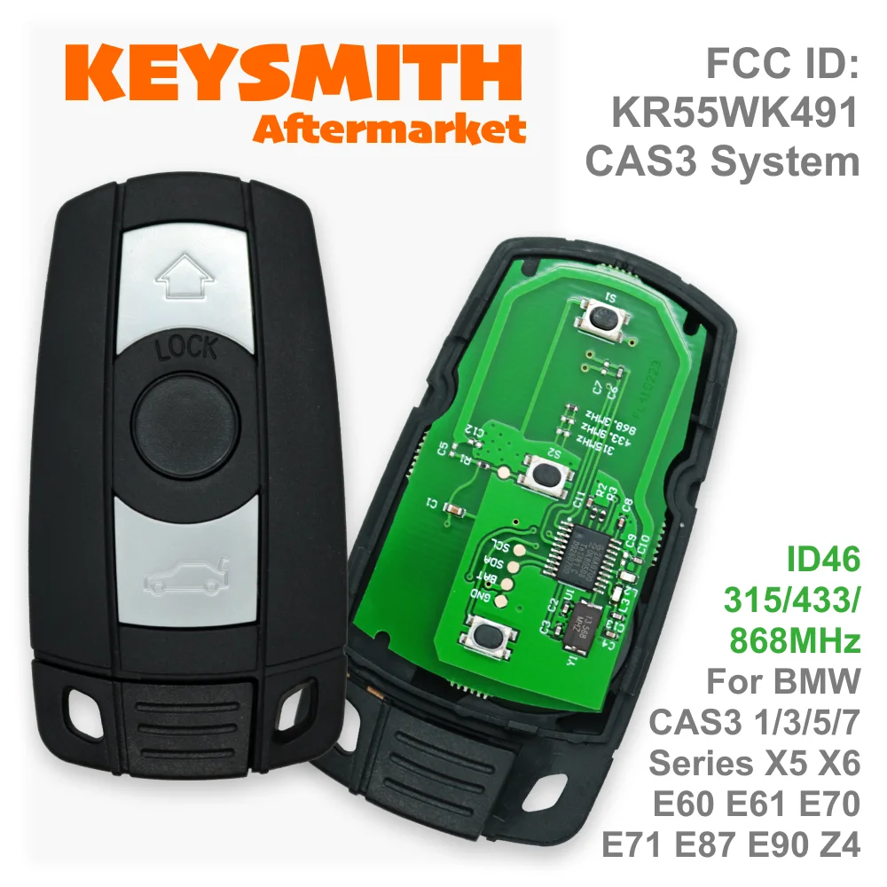 KEYSMITH Half Smart Remote Car Key 315/433/868MHz Chip ID46 For BMW CAS3 1/3/5/7 Series X5 X6 E60/61/70/71/87/90 Z4 KR55WK491
KEYSMITH Half Smart Remote Car Key 315/433/868MHz Chip ID46 For BMW CAS3 1/3/5/7 Series X5 X6 E60/61/70/71/87/90 Z4 KR55WK491