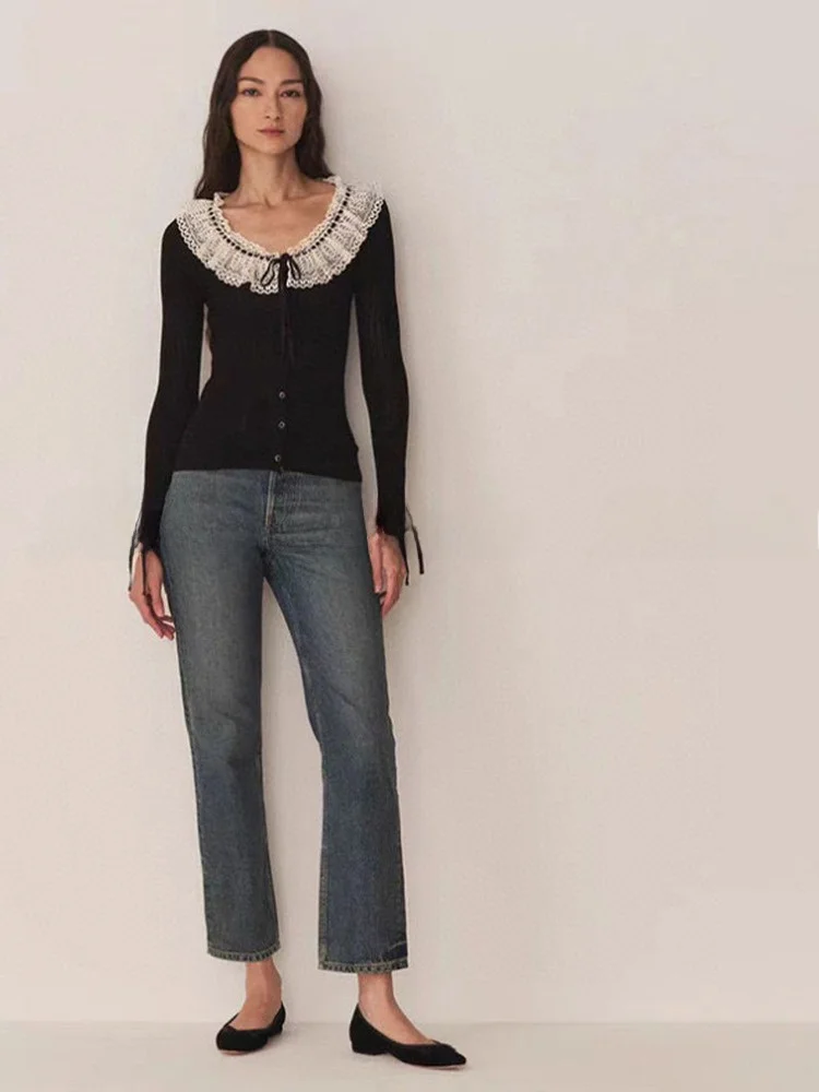 Doen Slim Fit Knitted Sweater with Lace Knot French Sle Soft Knitted Women's Long Sve Cardigan Knitwear
Doen Slim Fit Knitted Sweater with Lace Knot French Sle Soft Knitted Women's Long Sve Cardigan Knitwear