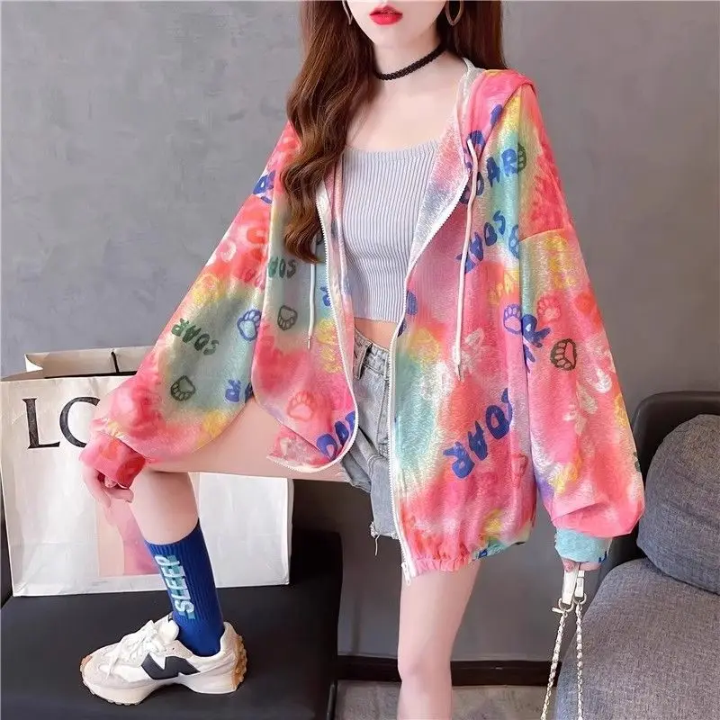 Women Coat UV-Protective Summer Jackets Sweatshirt Outerwear Lightweight Sheer Tie-Dye Mid-Length Hooded Casual Jacket Clothes
Women Coat UV-Protective Summer Jackets Sweatshirt Outerwear Lightweight Sheer Tie-Dye Mid-Length Hooded Casual Jacket Clothes