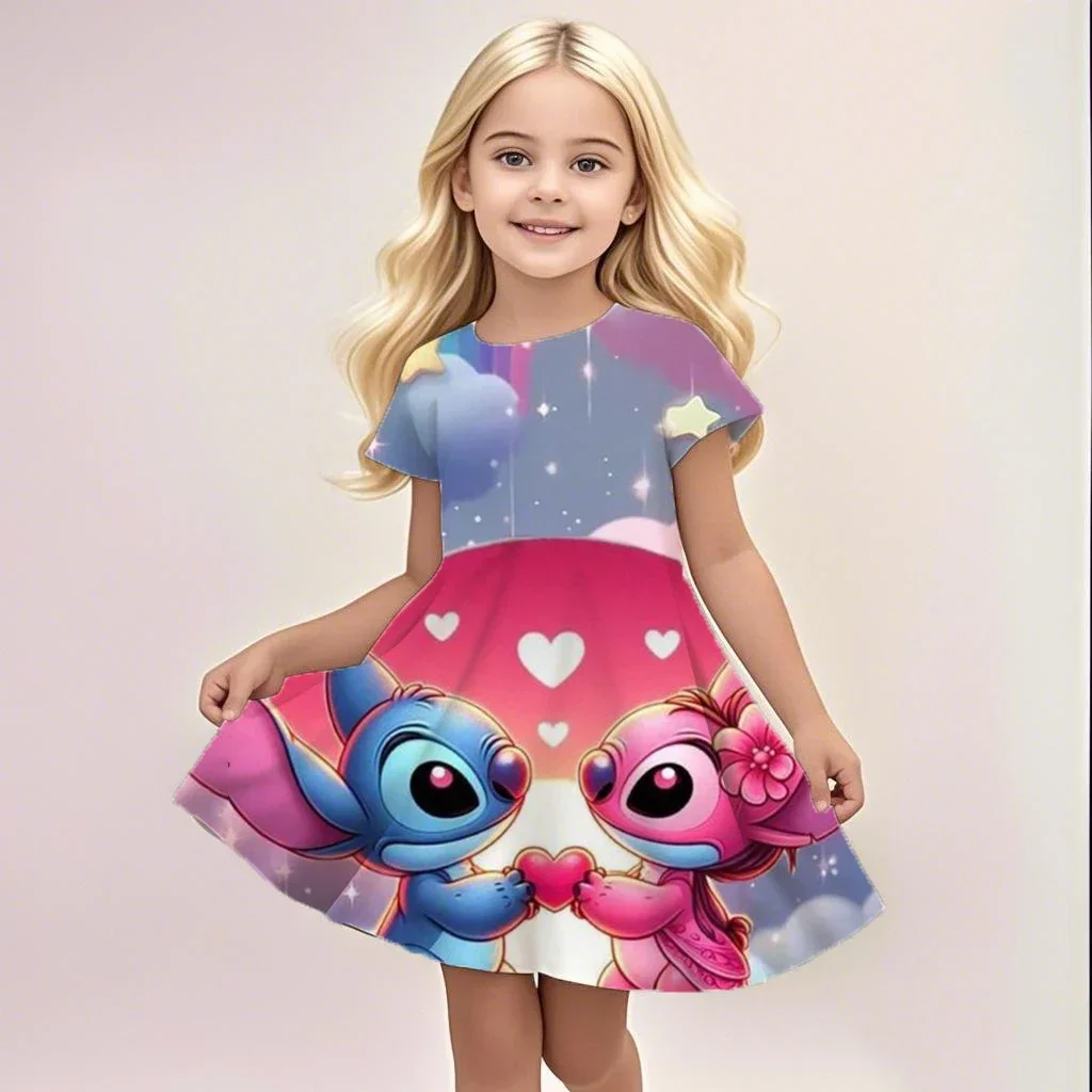 Cute Girl Short-Sleeved Dress 3-12 Years Old Kids Performance Clothing Summer New Children's Clothing 3d Printed Romantic Stitch
Cute Girl Short-Sleeved Dress 3-12 Years Old Kids Performance Clothing Summer New Children's Clothing 3d Printed Romantic Stitch